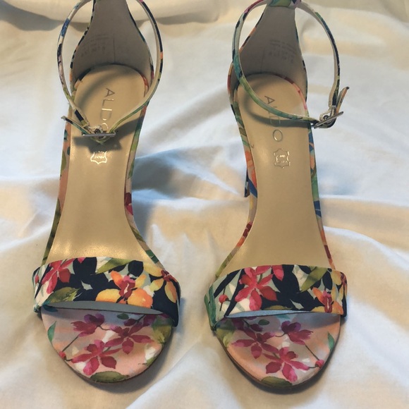 Aldo Floral Ankle Strap Heels 8.5 - Picture 7 of 12
